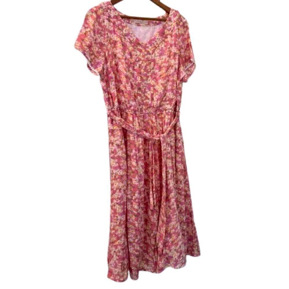eShakti Pink Floral Rayon Dress